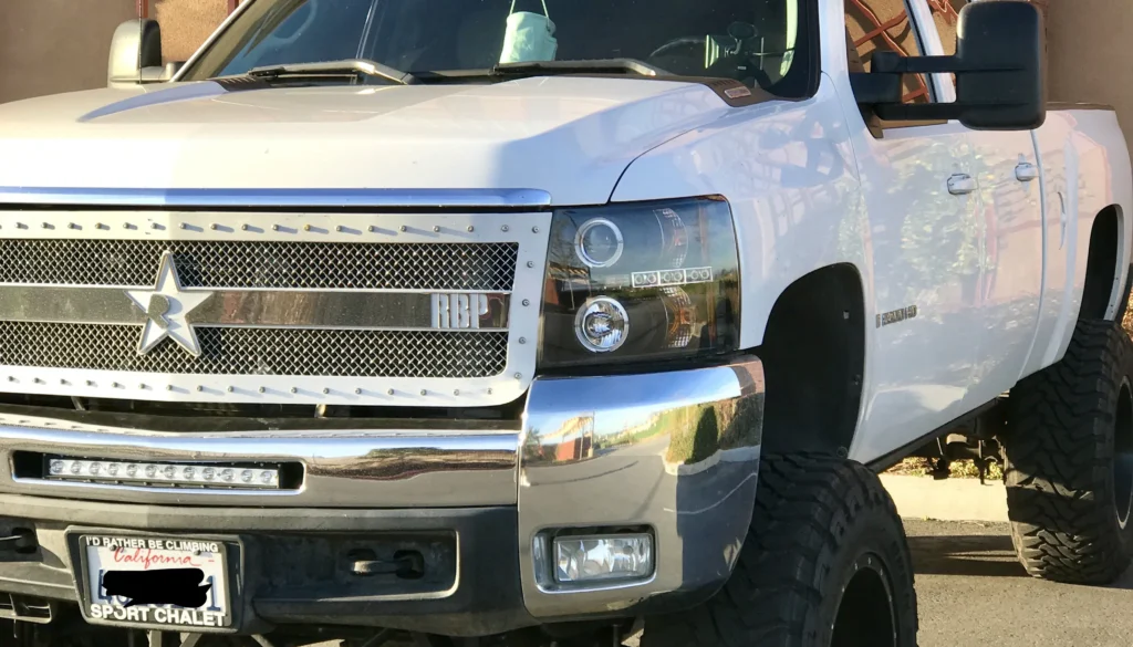White Duramax Lifted